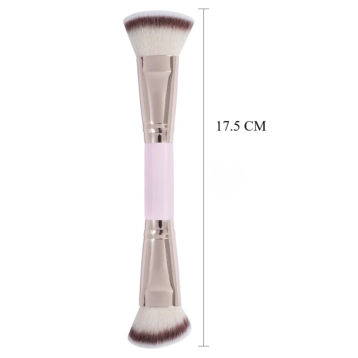 Double Head Makeup Brushes 2 In 1 Flat/Angled Foundation Concealer Contour Brush for Blending Loose Powder Liquid Cream