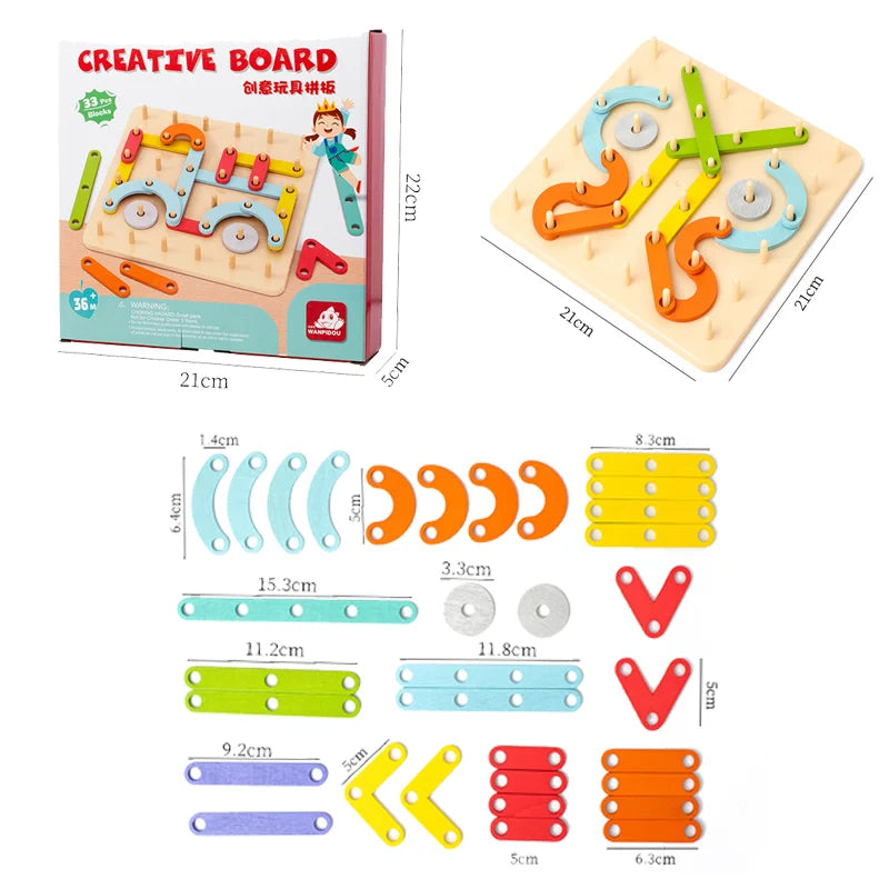 Kid Educational Toys Wooden Peg Puzzle Board for Children Geometric Shape Cognition Brain Games Imagination Development Toys