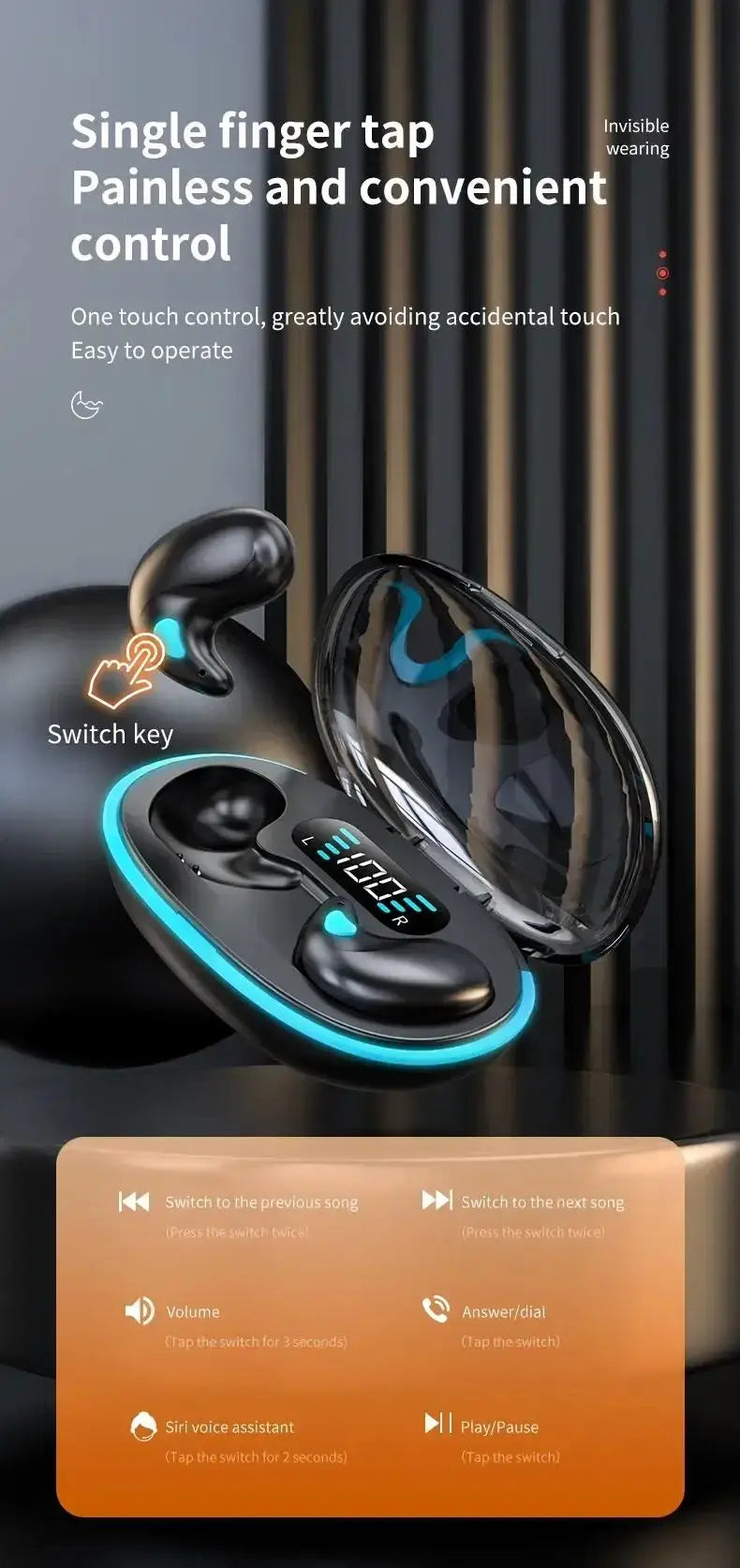 X55 earphone wireless earphone headphones noise reduction sport game sleep Bluetooth 5.0 earbuds HiFi stereo music headset