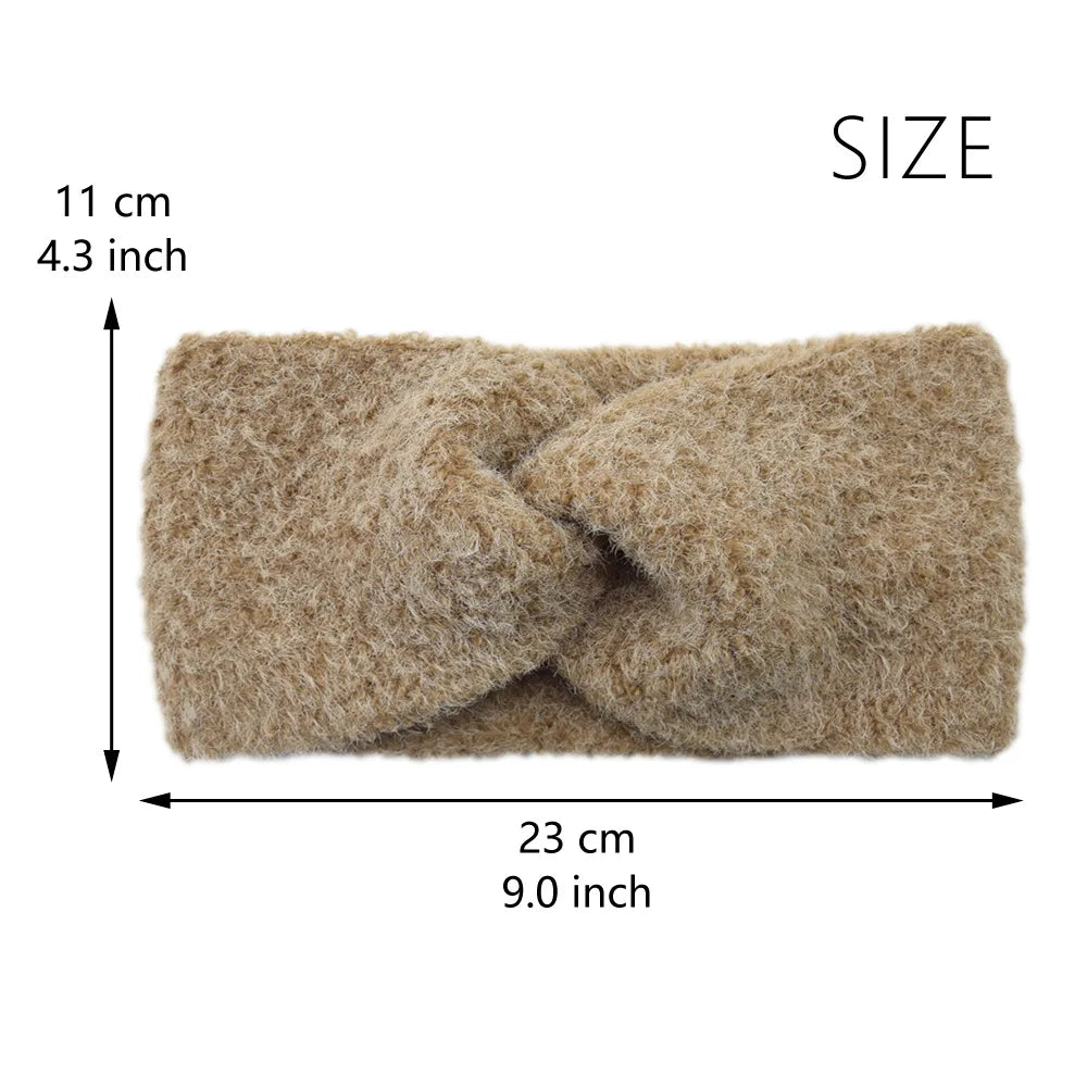 Winter Woolen Headbands Soft Elastic Ear Warmer Cross Headwrap Turban Wide Brim Headwear for Women Girl Fashion Hair Accessories