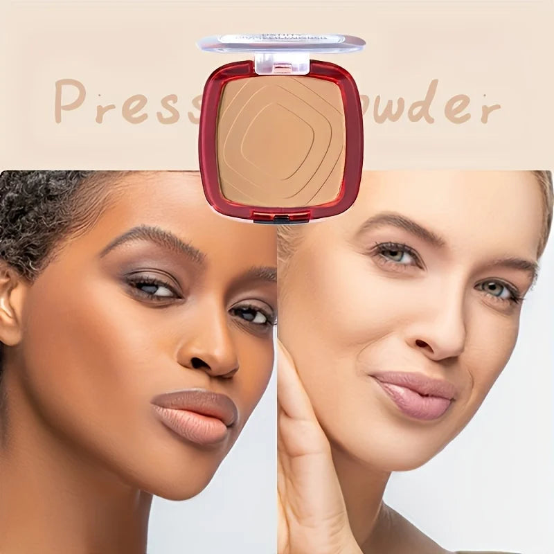 Matte Full Coverage Pressed Powder Foundation With Puff Applicator, 24H Fresh Wear Matte Weightless Finishing Powder Makeup