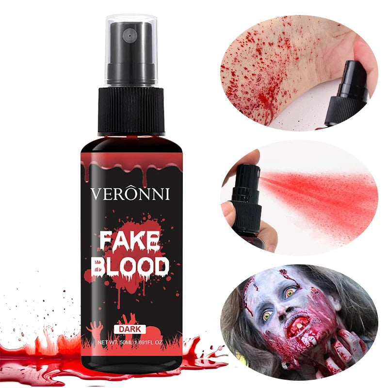 Halloween Makeup Kit-Liquid Latex SFX Cosmetic,Realistic Fake Blood & Wax with Spatula,Washable SFX Makeup for Halloween,Cosplay