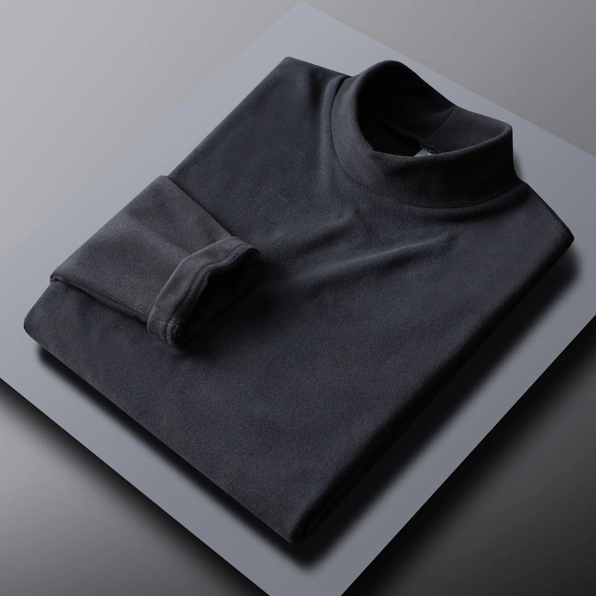 Men's Solid Color Turtleneck T-Shirt For Male Autumn Spring Casual Long Sleeve Basic Bottoming Shirt For Men Slim-Fit Tops