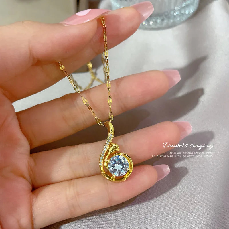 Accessories jewelry for women Pendant necklace Golden Stainless Steel Chain clavicle Link cheap items with free shipping