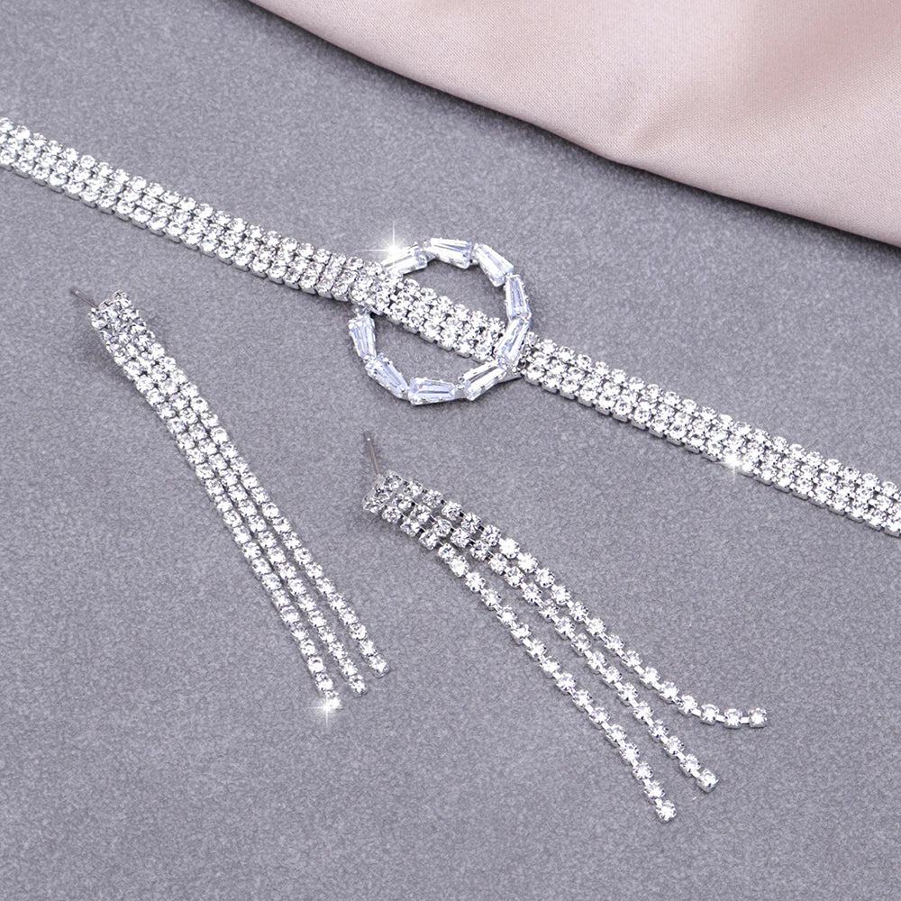 Europe And The United States Exaggerated Necklace Earrings Set Exquisite Choker Dinner Accessories Women Jewelry