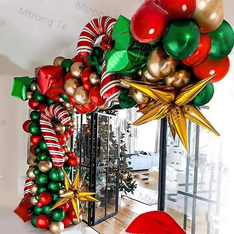Christmas Decoration 2023 Balloon Red Green Arch Garland Kits Candy Balloons Santa Claus Merry Christmas Party New Year Decor