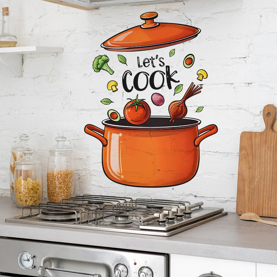 Cartoon Kitchen Wall Stickers Cooking Art For Home Decor Removable Self-Adhesive Vinyl Stickers Wall Decals