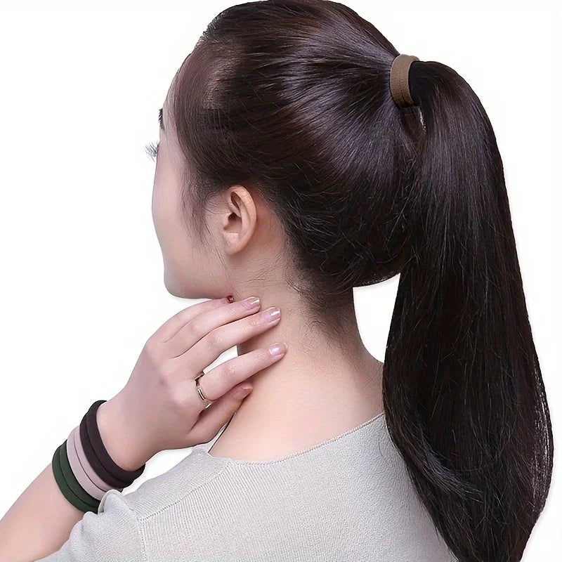 New 50PCS/Set Women Girls Candy Colors Nylon Basic Scrunchie Hair Tie Ponytail Hold Hair Rubber Bands Fashion Hair Accessories