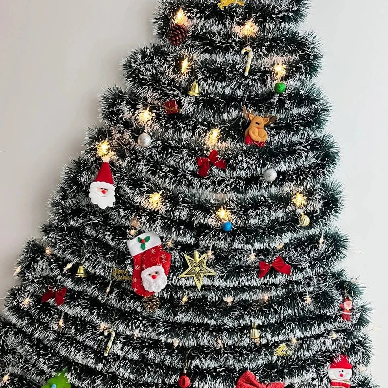 Christmas Garland Home Party Wall Door Decor Xmas Tree Ornaments Tinsel Strips With Bowknot Party