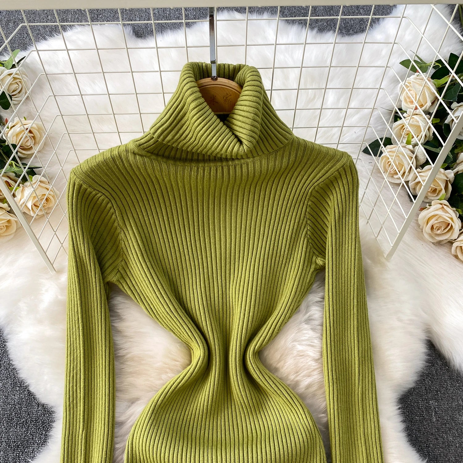 Women Winter Turtleneck Knittign Dress Stretch Slim Long Sleeve Soft Knitwear Dresses Female Casual Lining Simple Bottom Vestido