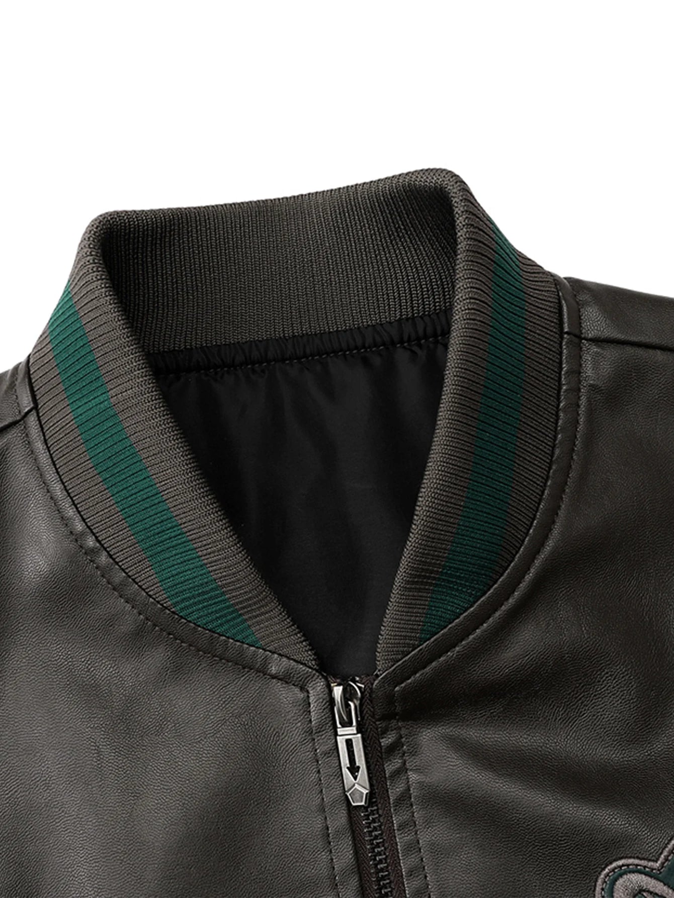 Men'S Baseball Jacket - Windproof Warm Coat with Zipper Closure, Brown & Green Accent Jacket, Non-Stretch Shell for Casual Outer