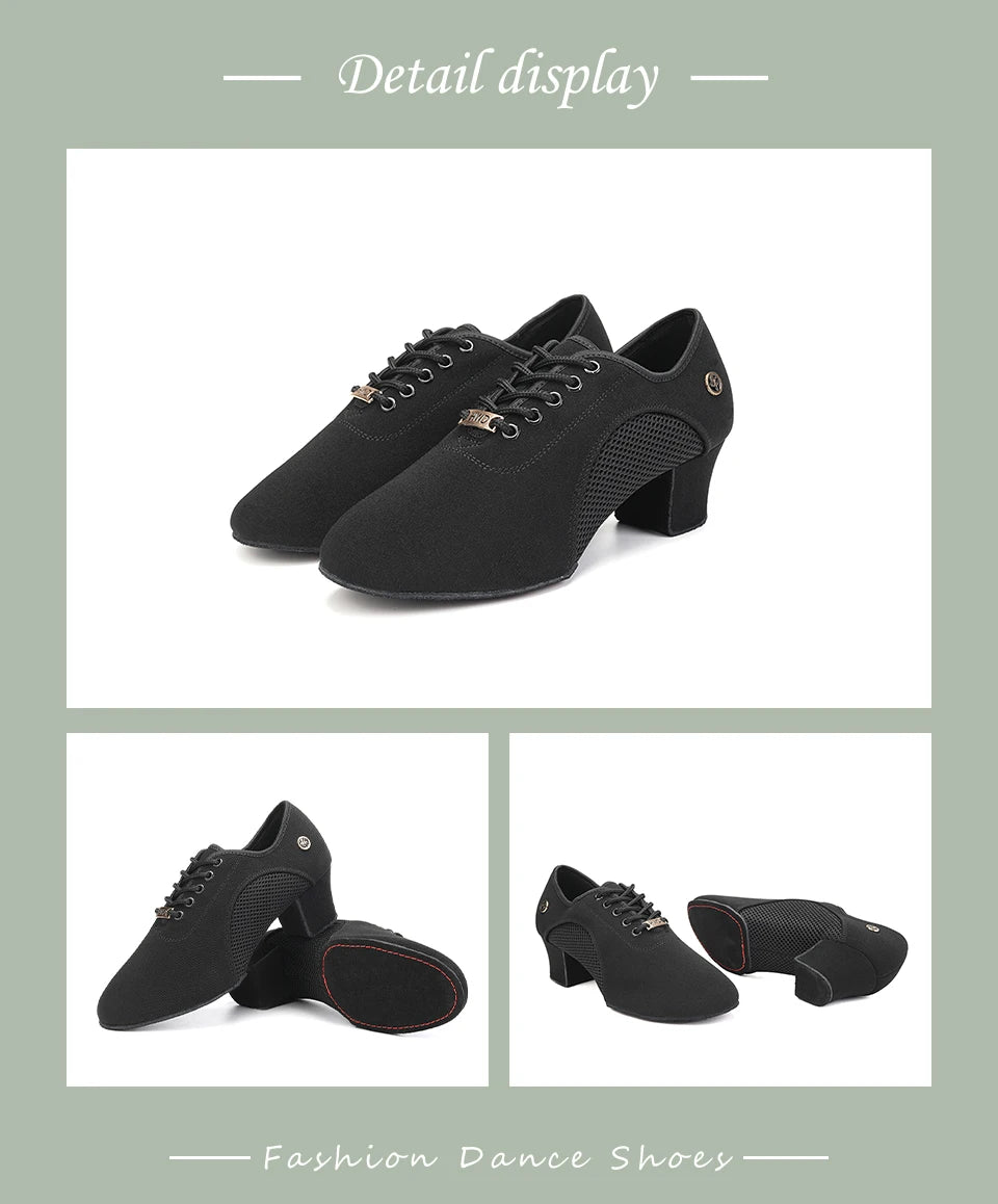 Women Dance Shoes Black Modern Ballroom Salsa Dancing Shoes Boys Latin Jazz Training Shoes Adults Tango Dance Sneakers Men
