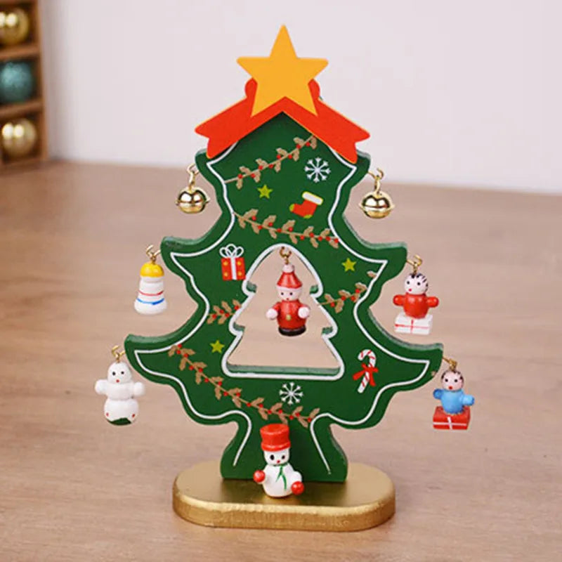Christmas Decorations Wooden Christmas Tree Creative Scene Layout Ornaments Three-dimensional Red Xmas Table Desktop Decoration