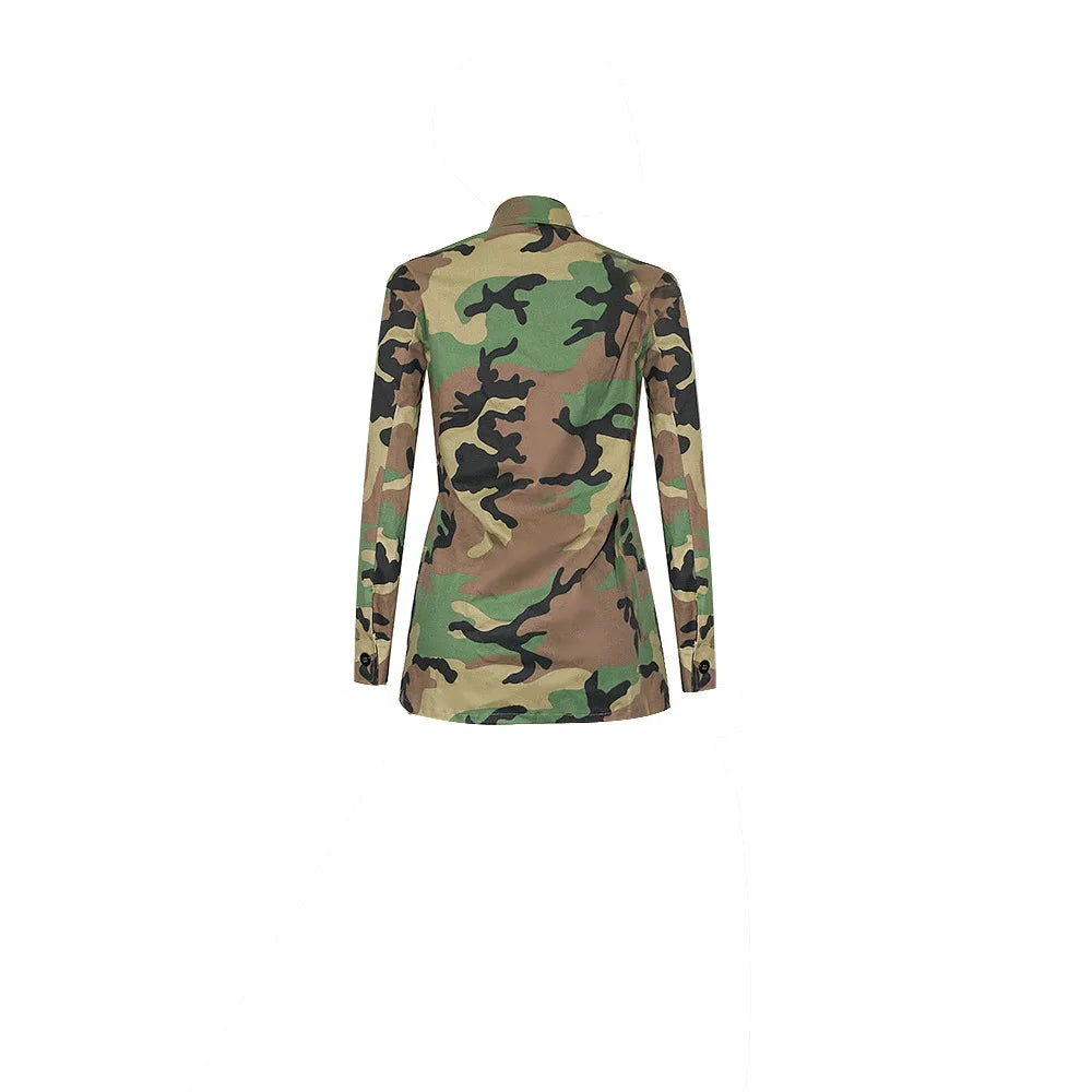 Jackets for Women Camouflage Coat Coats Turn Down Collar Full Sleeve Jacket Single Breasted Jacket Casual Pockets Autumn Spring