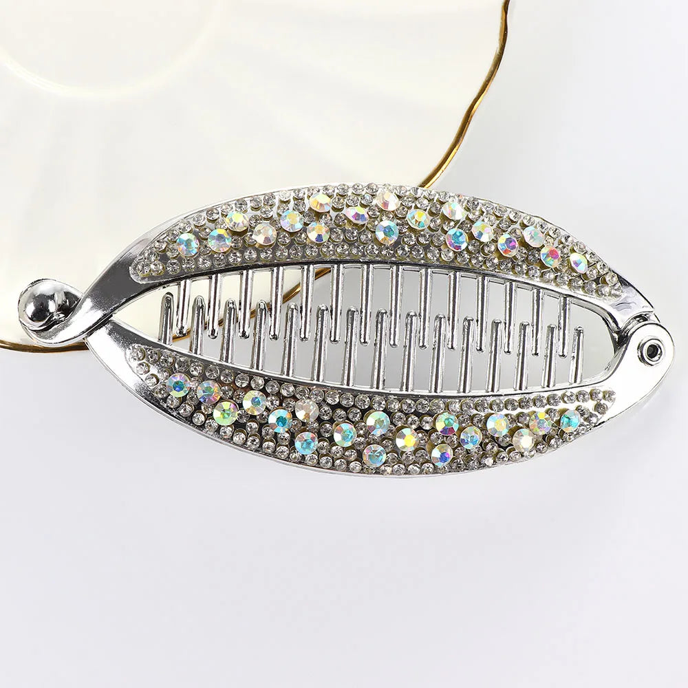 Fashion Accessories Women Rhinestone Banana Clips Barrettes Hairpins Hair Claws Fish Clip Hair Clips