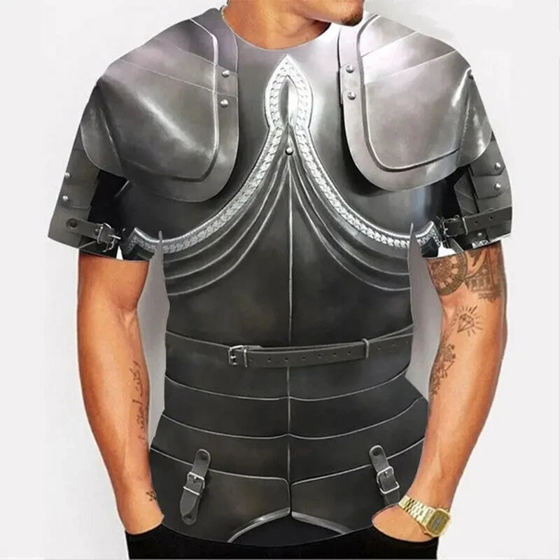 Mens T-Shirts For Men Clothing Oversized Tees Unisex Armor Graphic 3D Print Summer Casual Short Sleeve Armour Tops