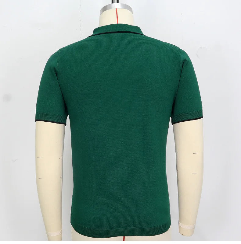 High-quality Knitted Shirts for Men, Business Casual Tops,Skin-friendly Soft  Breathable Shirts, Light Luxury Commuting Clothing