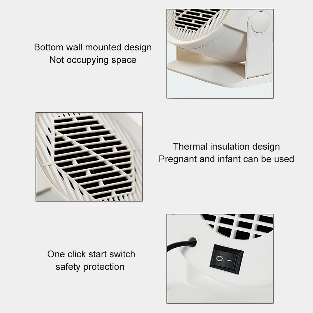 Mini Desktop Electric Heater for Home, Portable Heater for Office Desk, Compact Warm Air Fan for Cozy Feet and Home Use