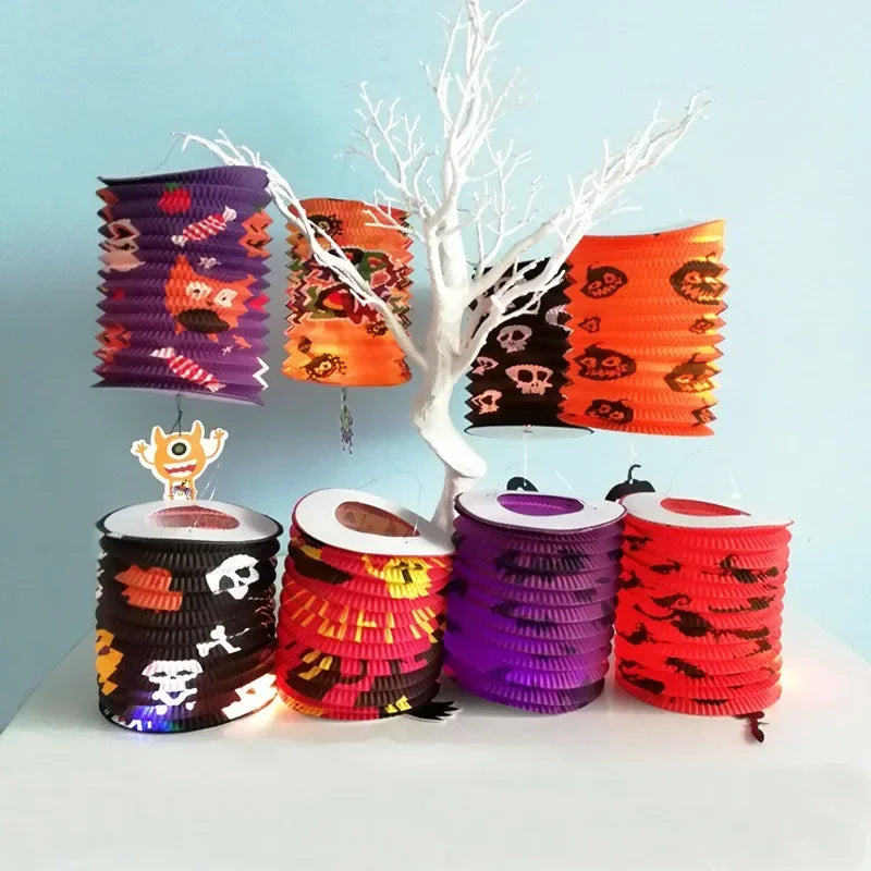 Halloween Paper Lanterns Pumpkin Bat Skull Spider Witch Lantern Haunted House Hanging Pendants Happy Halloween Day Party Decor