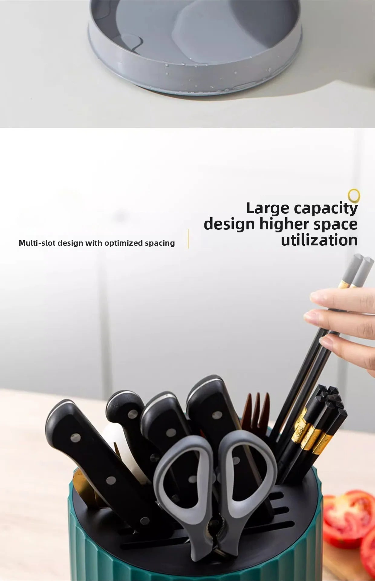 Kitchen Rotating Knife Frame Storage Rack Multi Functional Household Chopsticks Knives and Tableware Placement Rack