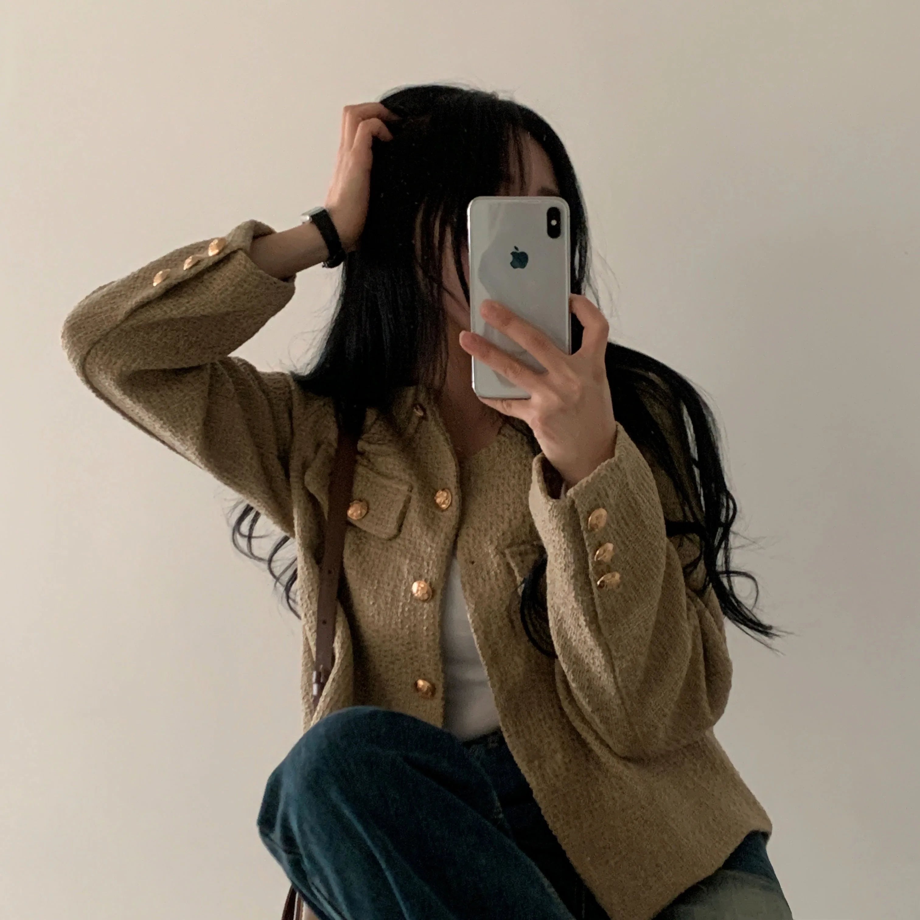 Women Jacket 2025 Autumn Winter Wool Tweed Coat Fashion High-end Gold Button Short Slim Coats Solid Korean Temperament Tops