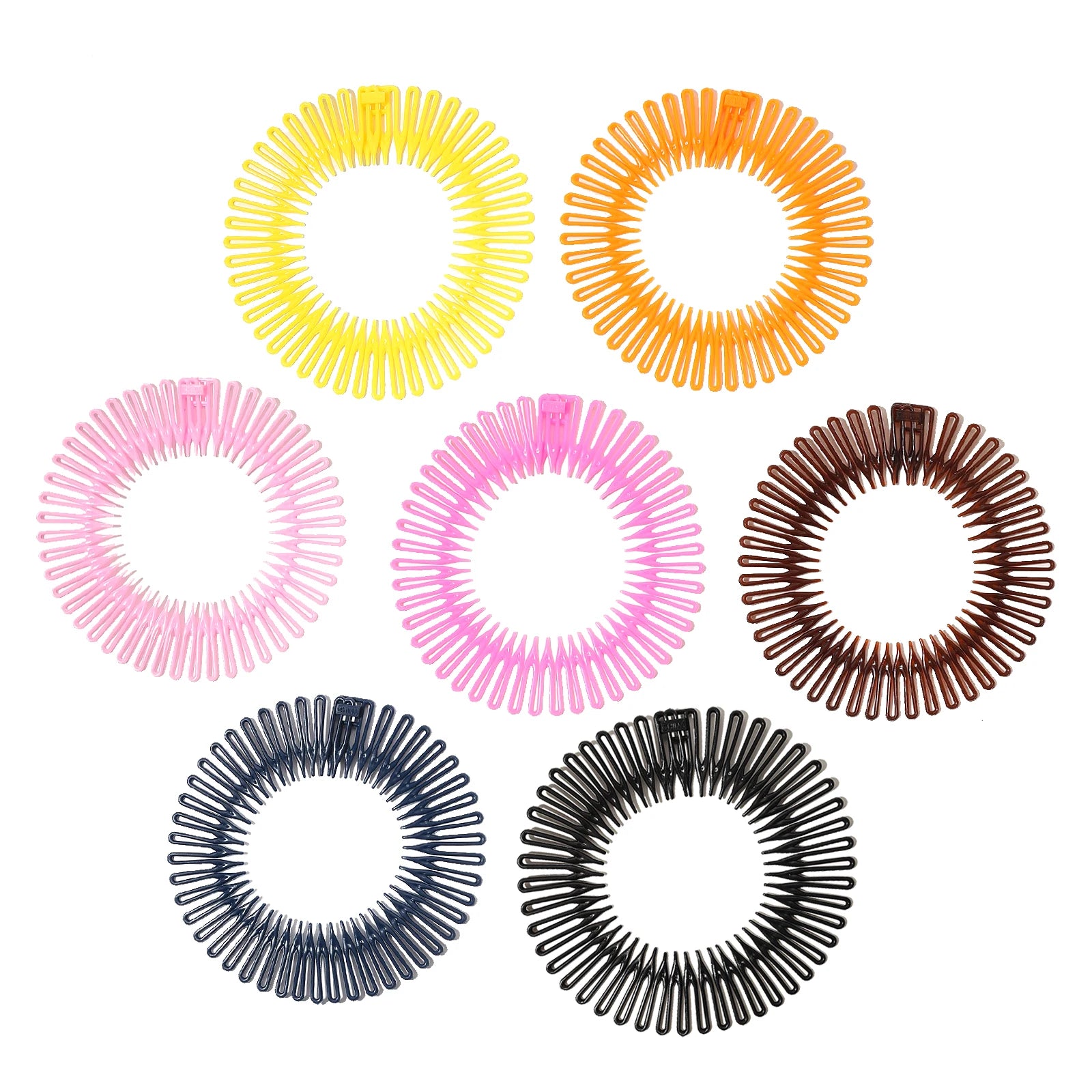 Women Plastic Full Circle Stretch Flexible Comb Teeth Headband Hair Band Clip Face Wash Fixed Hair Accessories