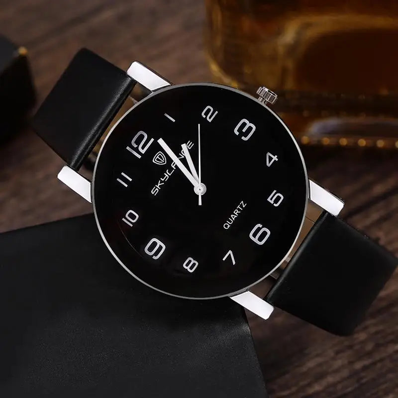 Women Black Watch Hot Sale Leather Band Stainless Steel Analog Quartz Wristwatch Lady Female Casual Watches