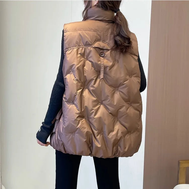 Winter Jackets Vests for Women 2024 Chalecos Para Mujer Plus Size Fashion Casual Korean Style Padded Parkas Pockets Long Coats