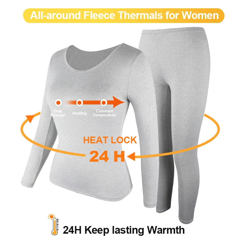 Women's Casual Warm Suit Long Sleeve Round Neck Bottoming Top Leggings Two-piece Set Solid Color Autumn Winter  Outfits Female