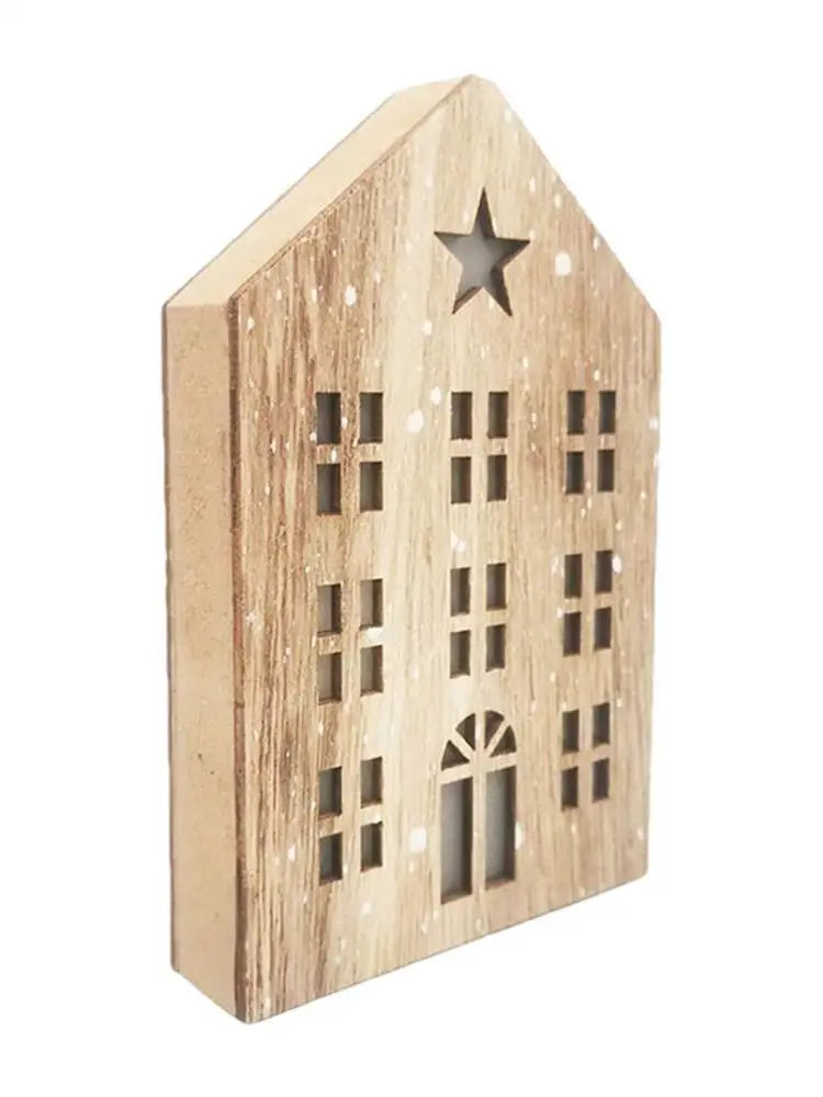 Christmas Wooden House Decor Creative House Shape Light Up Hanging Ornament Christmas Party Supplies Indoor Home Decoration