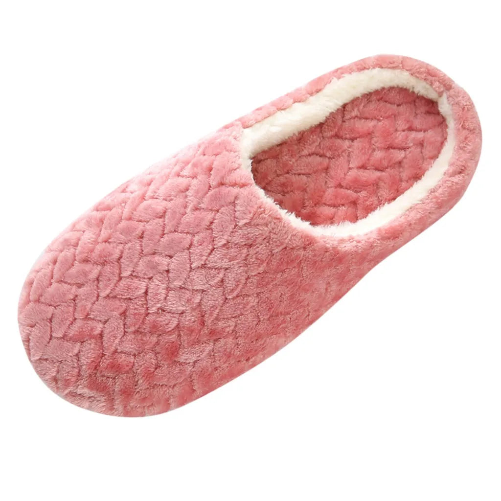 Warm Slippers Woven Solid Color Slippers Plush Home Cotton Slippers Winter Indoor Leisure Home Cold Comfortable Simple
