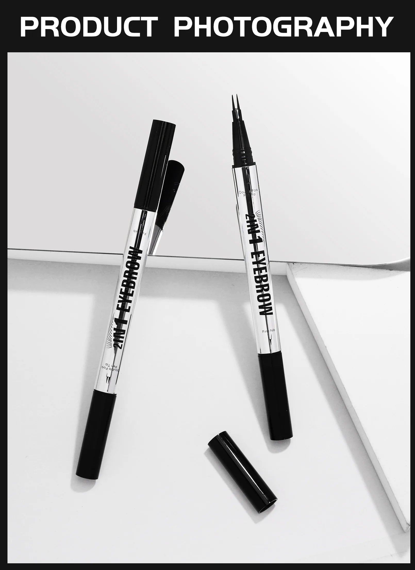 Two-pronged Eyebrow Pencil Waterproof Two-in-one Liquid Eyebrow Pencil Curved Eyebrow Pen With Fork And Precise Brush Tip Makeup