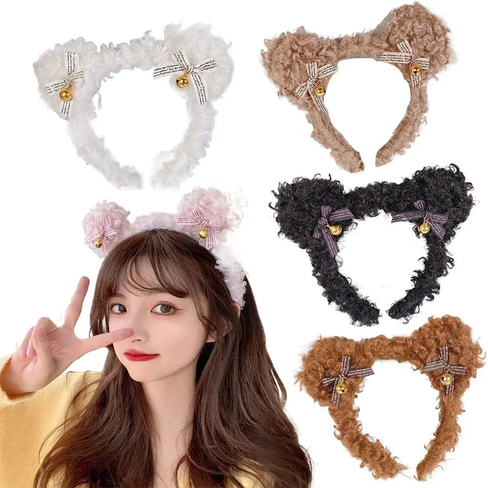 Women Lady Girl Party Stage Headgear Plush Bear Headband Hair Accessories Headdress Hair Hoop Hair Clip Cute Hairband