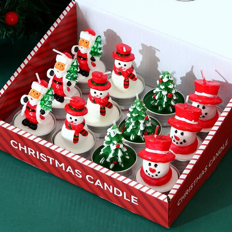 Christmas 12 sets of candles old man tree snowman carnival romantic decoration candlelight dinner Christmas painting small wax