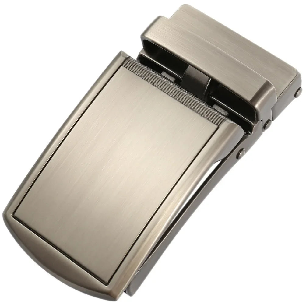 Men's Belt Buckle Accessories Business Ratchet Automatic Alloy Metal Buckle For 3.5cm Width Leather Belt Strap No Holes