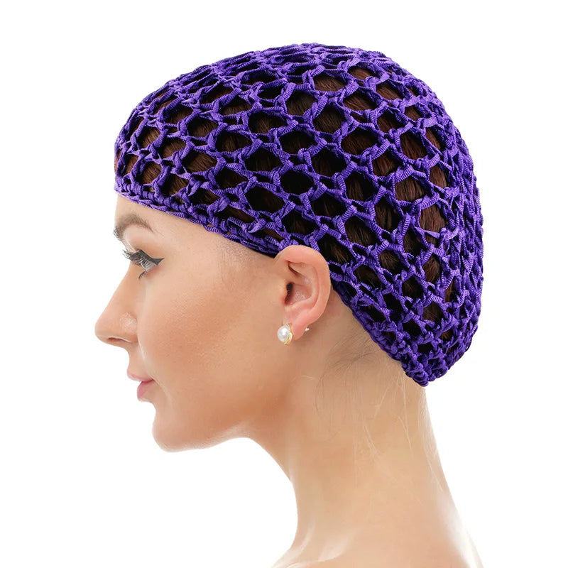 Women Mesh Hair Net Crochet Cap Rayon Knit Snood Hat Thick Short Hairnet Sleeping Night Cover Turbans Styling Tool Accessories