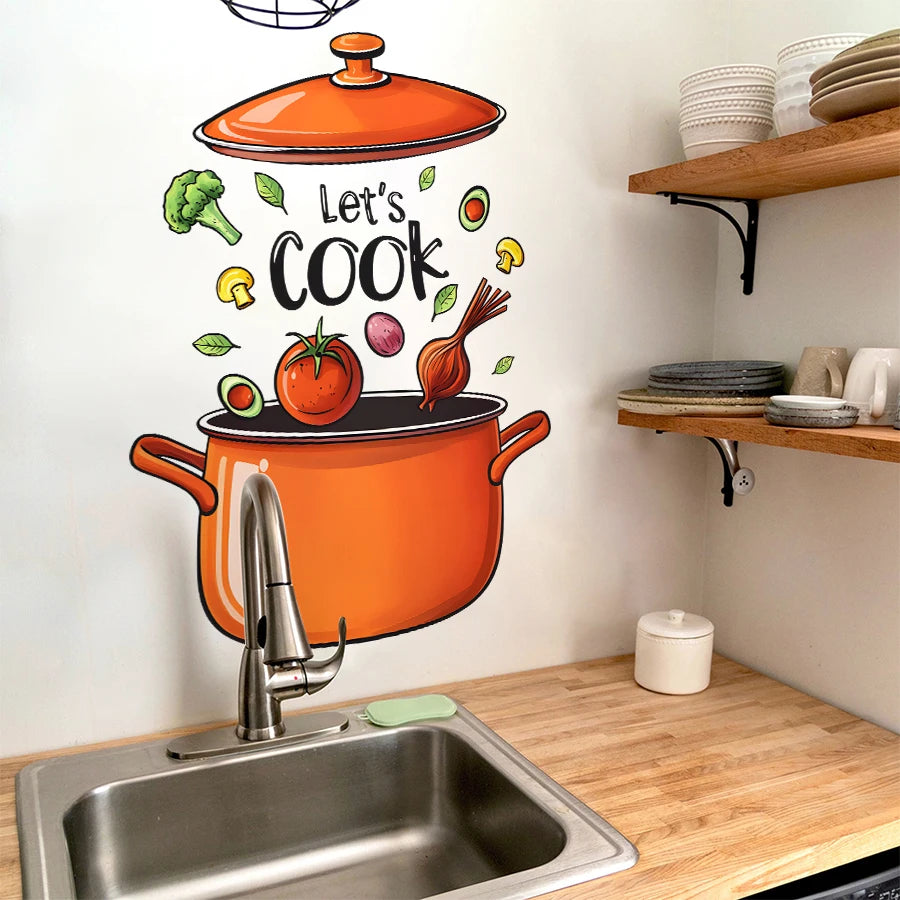 Cartoon Kitchen Wall Stickers Cooking Art For Home Decor Removable Self-Adhesive Vinyl Stickers Wall Decals