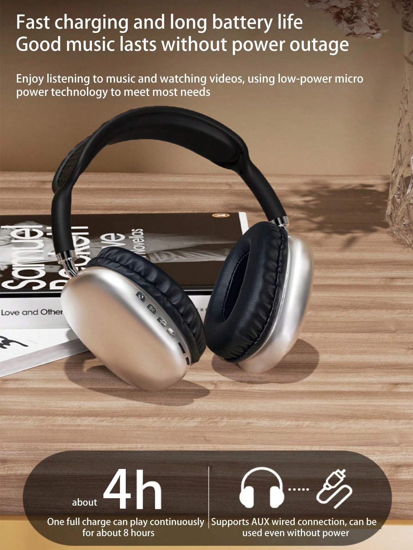 Headset Bluetooth headphones with long battery life, noise reduction and call function.