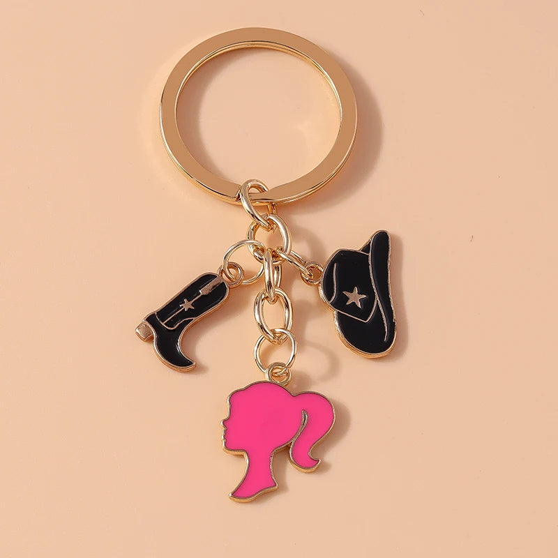 Fashion Women Hat Shoe Pendants Keychain for Car Key Handbag Purse Hanging Keyrings Accessories DIY Jewelry Gifts