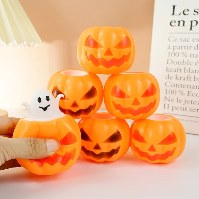 Halloween Pumpkin Relieves Stress Balls Squishy Skull Skeleton Squeeze Horror Toy Fidget Toys Halloween Party Kids Favor Gifts