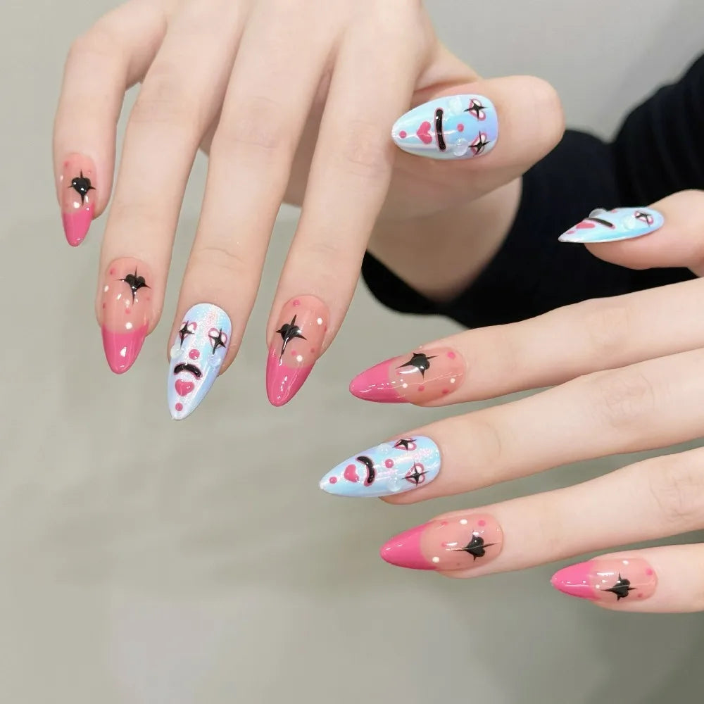 “Halloween Collection” Cross-Border Export Funny Pumpkin Halloween Atmosphere Handmade Nail Stickers, Press-On False Nails 10pcs