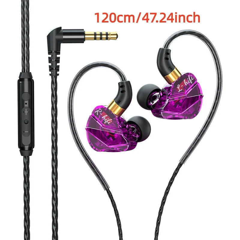 In-Ear Headphones with Volume Control, HiFi Sound Quality Sports Earbuds, Closed-Back Headphones with Condenser Microphone