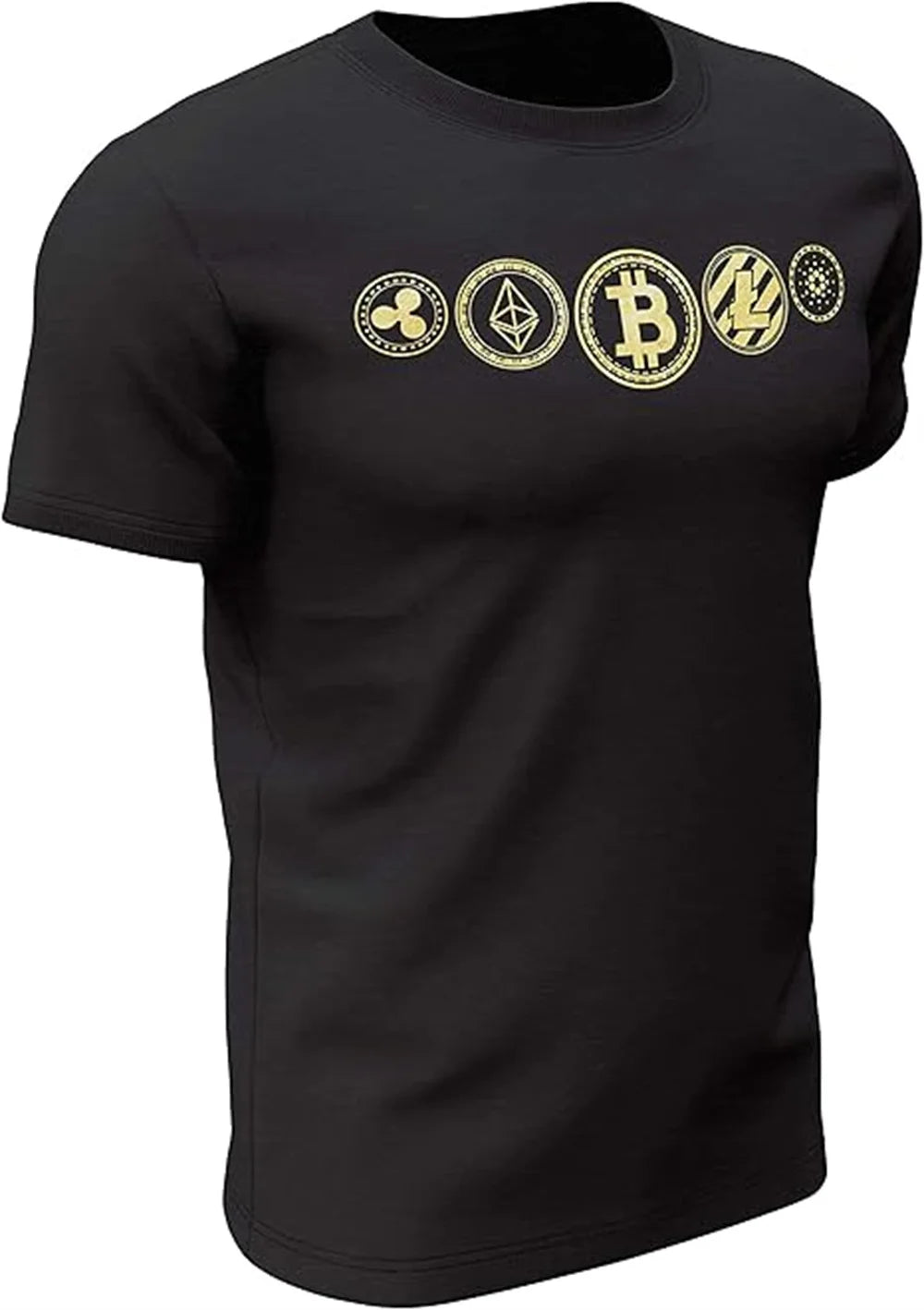 Men's Fitness T-shirt Street Trend Tough Muscle Men Bitcoin Printed T-shirt Gym Outdoor Sports Casual Short Sleeve T-shirt