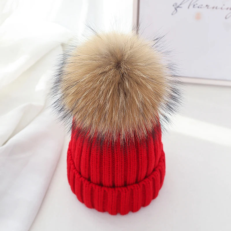 Winter Brand Female Fur Pom Poms hat Winter Hat For Women Girl 's Hat Knitted Beanies Cap Hat Thick Women Skullies Beanies