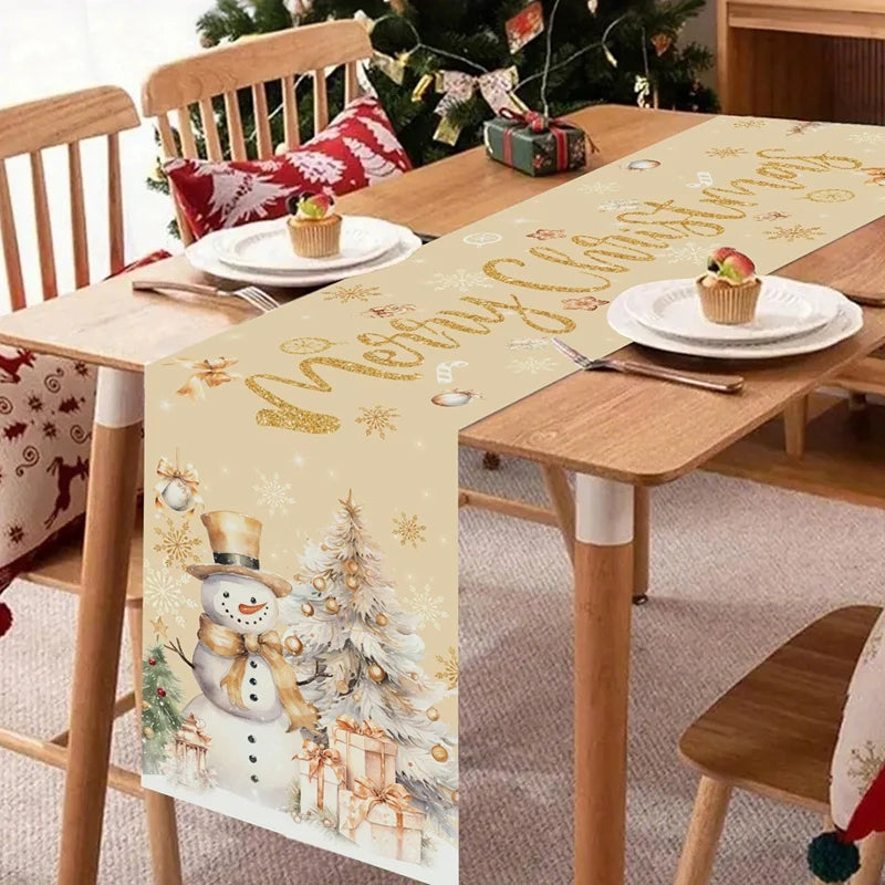 Christmas Table Runner Merry Christmas Decoration for Home Xmas Party Decor 2025 Navidad Notal Noel Ornament Happy New Year 2026