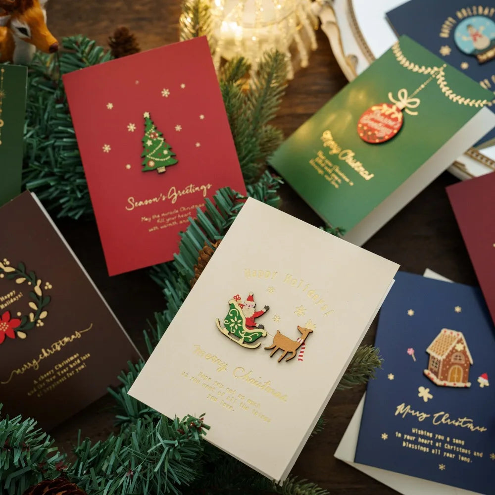 Merry Christmas Cards Set with Envelope New Year Wishes Christmas Gifts Decorative Greeting Xmas Postcards for Xmas 2025