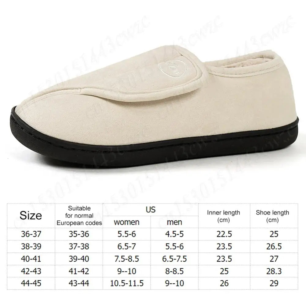 House Shoes for Men Suede Leather Slippers Non-Slip Slip-on Shoes Comfy Warm Plush Indoor/Outdoor for Diabetic Swollen Feet