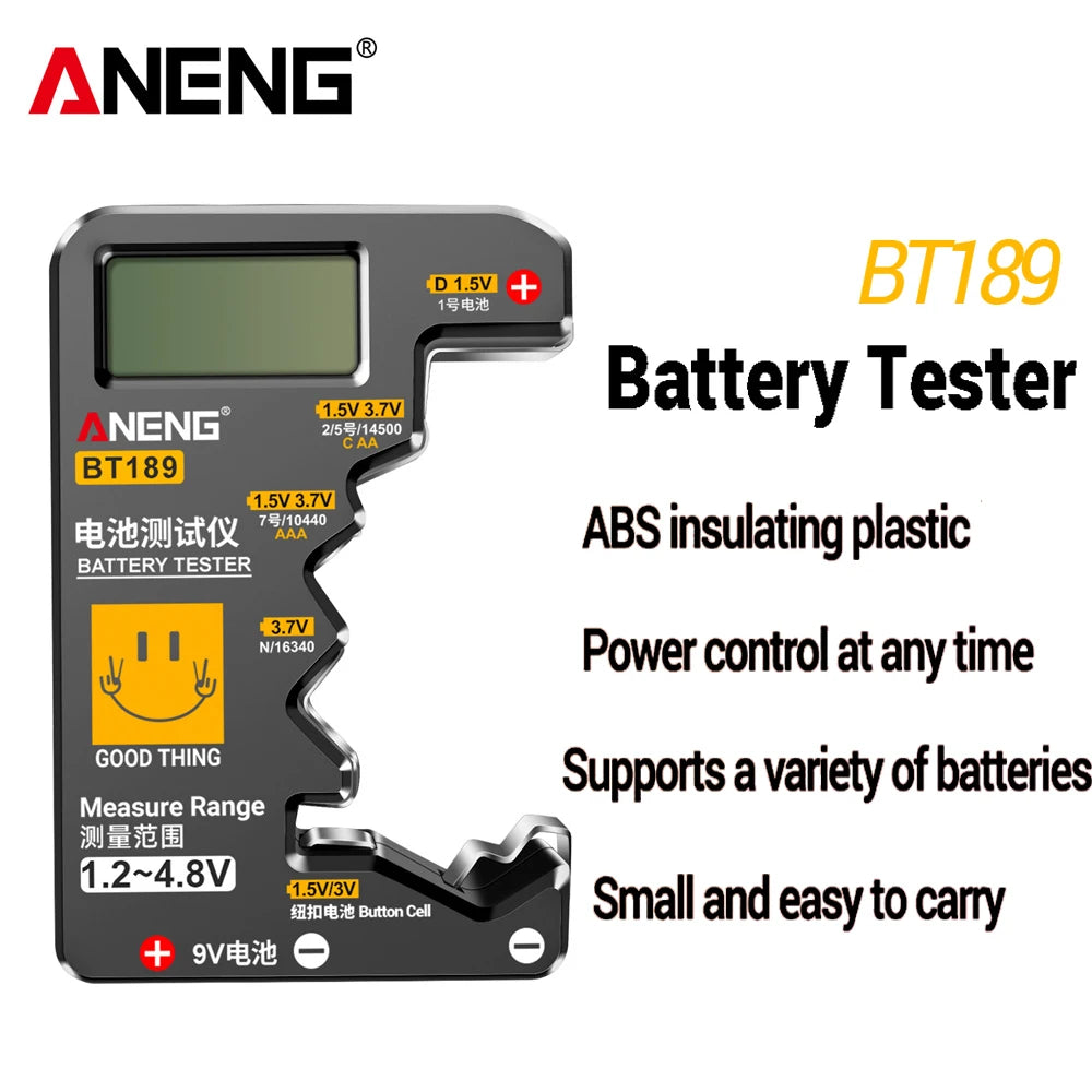 ANENG BT189 Universal Battery Tester for C,AA,AAA,D,N,9V 6F22 Batteries 1.5V 3V Button Cell Battery Indicator Electric Tools