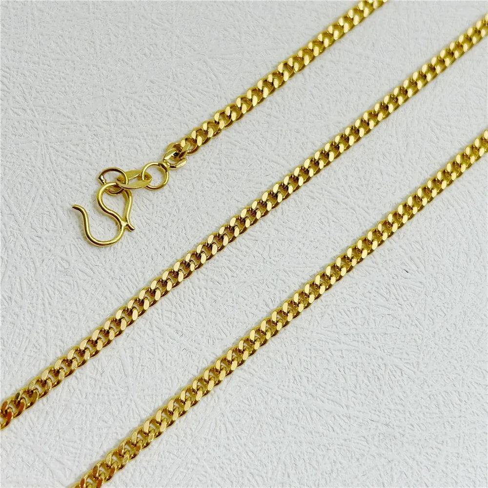 24K Gold Color Jewelry Sets For Women Link Chain Necklace Bracelet 2 pcs Wedding Jewellery Set Accessories Party Gifts Bijoux