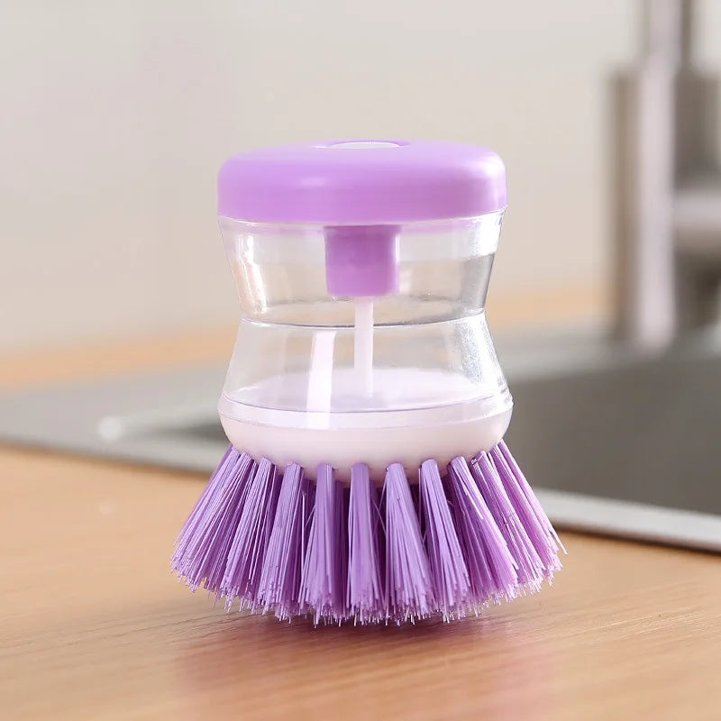 Random Color Kitchen Wash Pot Dish Brush Washing Utensils with Washing Up Liquid Soap Dispenser Household Cleaning Accessories